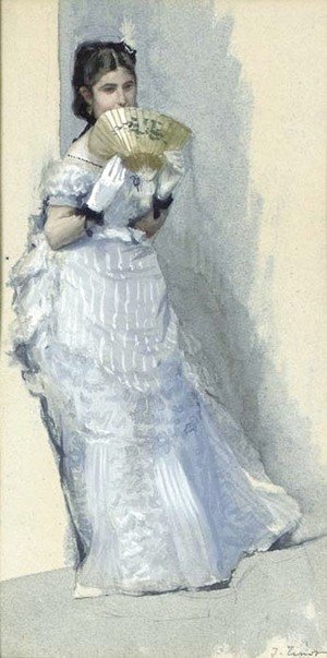 James Jacques Joseph Tissot - Study for 'Too Early'