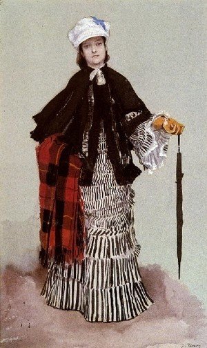James Jacques Joseph Tissot - AmLady In A Black And White Dress