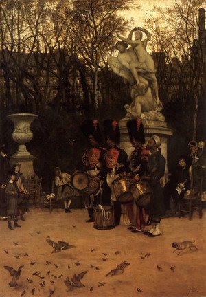 James Jacques Joseph Tissot - Beating The Retreat In The Tuileries Gardens