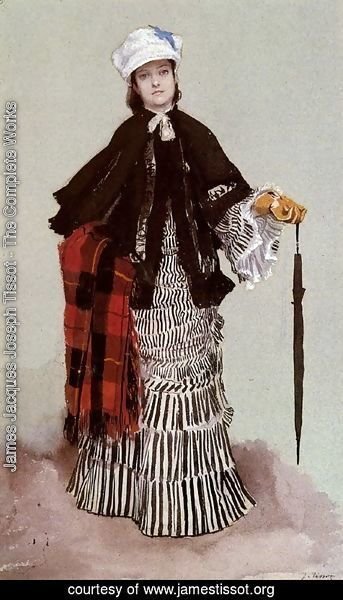 James Jacques Joseph Tissot - A Lady in a black and white Dress (or Study for The Return from the Boating Trip)