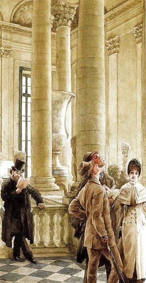 James Jacques Joseph Tissot - Au Louvre (or Visiteurs etrangers au Louvre)