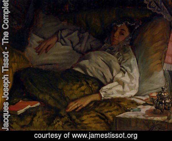 James Jacques Joseph Tissot - A Reclining Lady