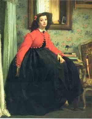 James Jacques Joseph Tissot - Portrait of Mademoiselle L.L. (Young Woman in a Red Jacket)  1864
