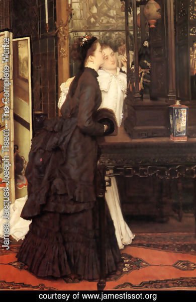 James Jacques Joseph Tissot - Young Ladies Looking At Japanese Objects