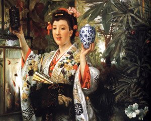 James Jacques Joseph Tissot - Young Lady Holding Japanese Objects